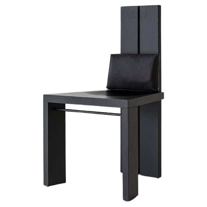 Chaise de salle à manger Bertu, chaise de salle à manger à dossier haut MarCo, chêne rouge noir en vente