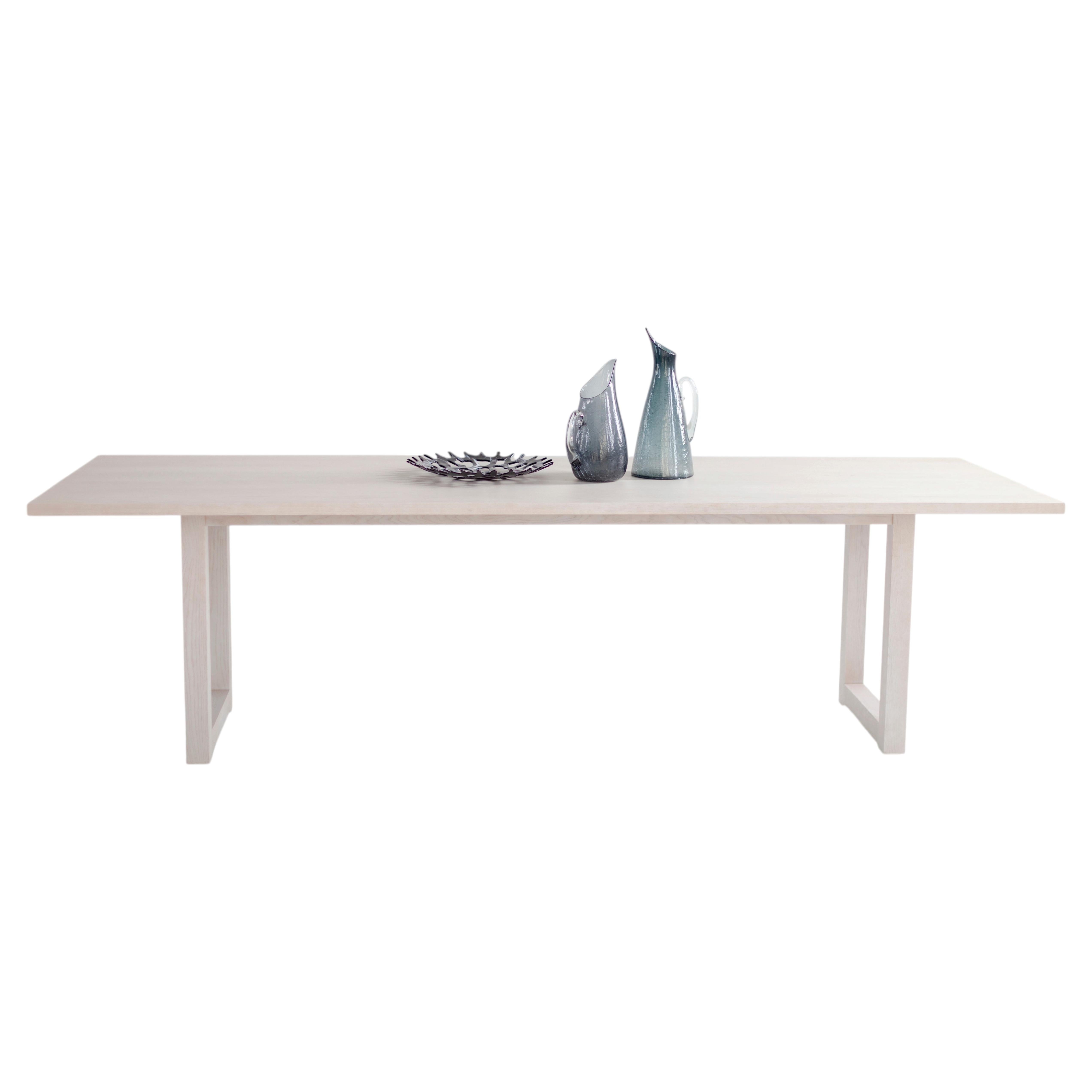 Bertu Dining Table, Harvest Modern Pickled Oak Dining Table, White Oak