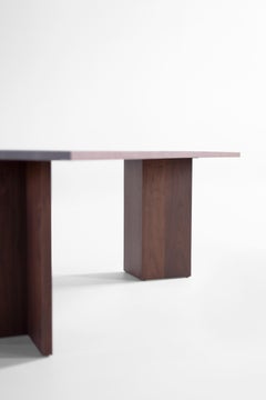 Tavolo da pranzo Bertu, tavolo da pranzo moderno Triad in noce, noce nero