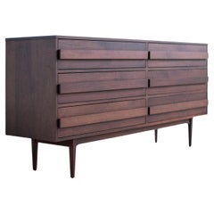 Comò Bertu, Comò in legno di noce a 6 piedi, noce, pioppo, stile Mid Century Modern