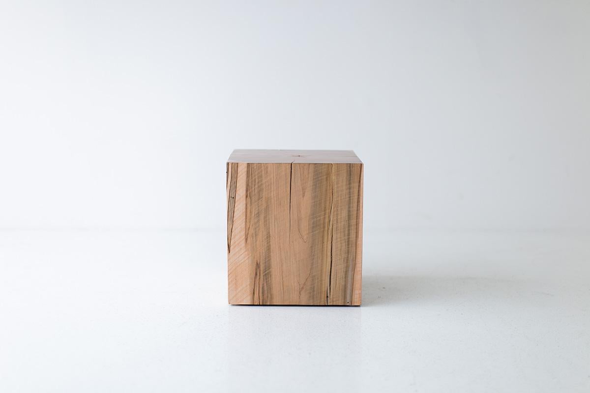 Hand-Crafted Bertu End Table, Maple Natural Wood End Table For Sale