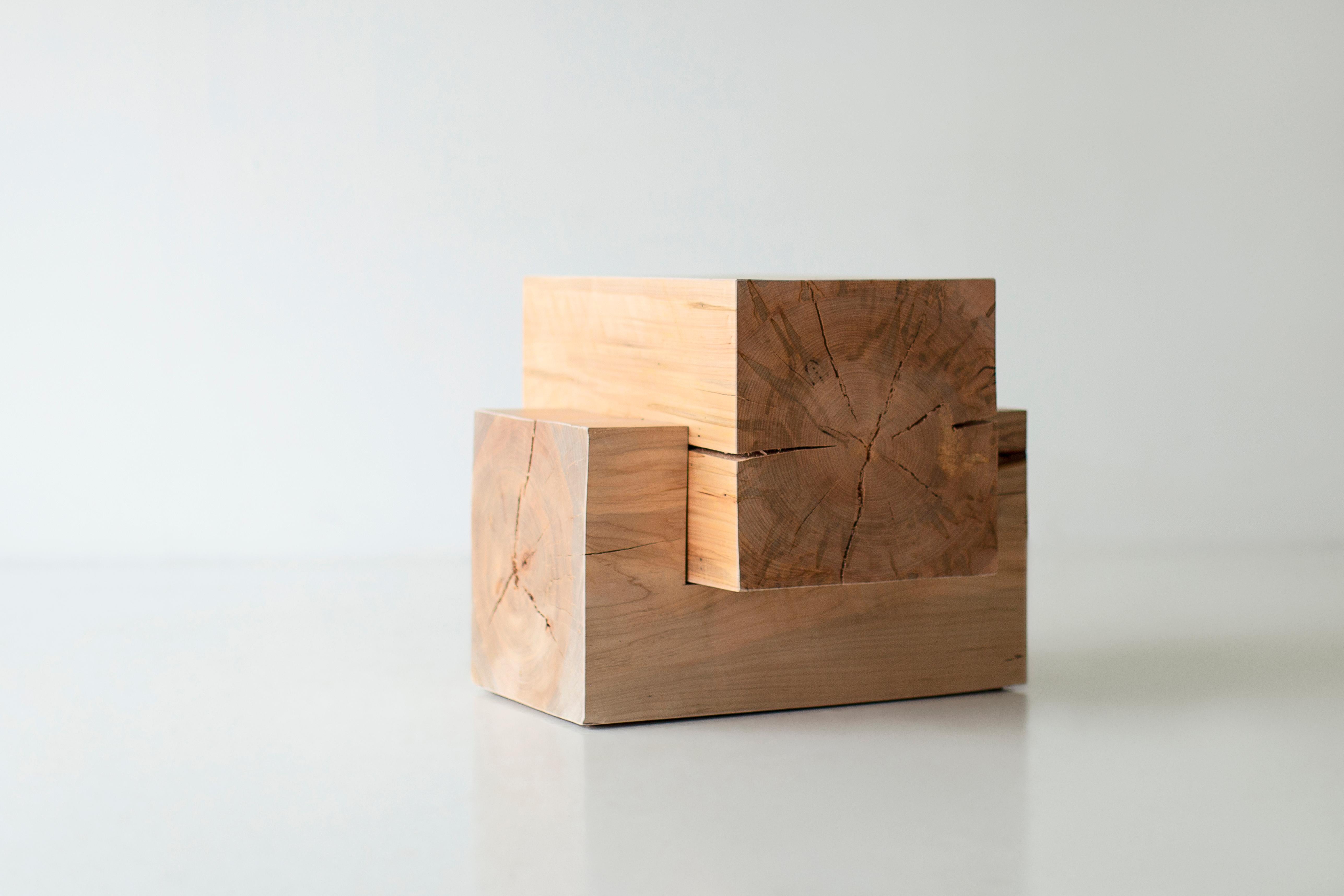 Bertu End Table, The Tetris Wood Beam End Table, Natural Maple For Sale 4