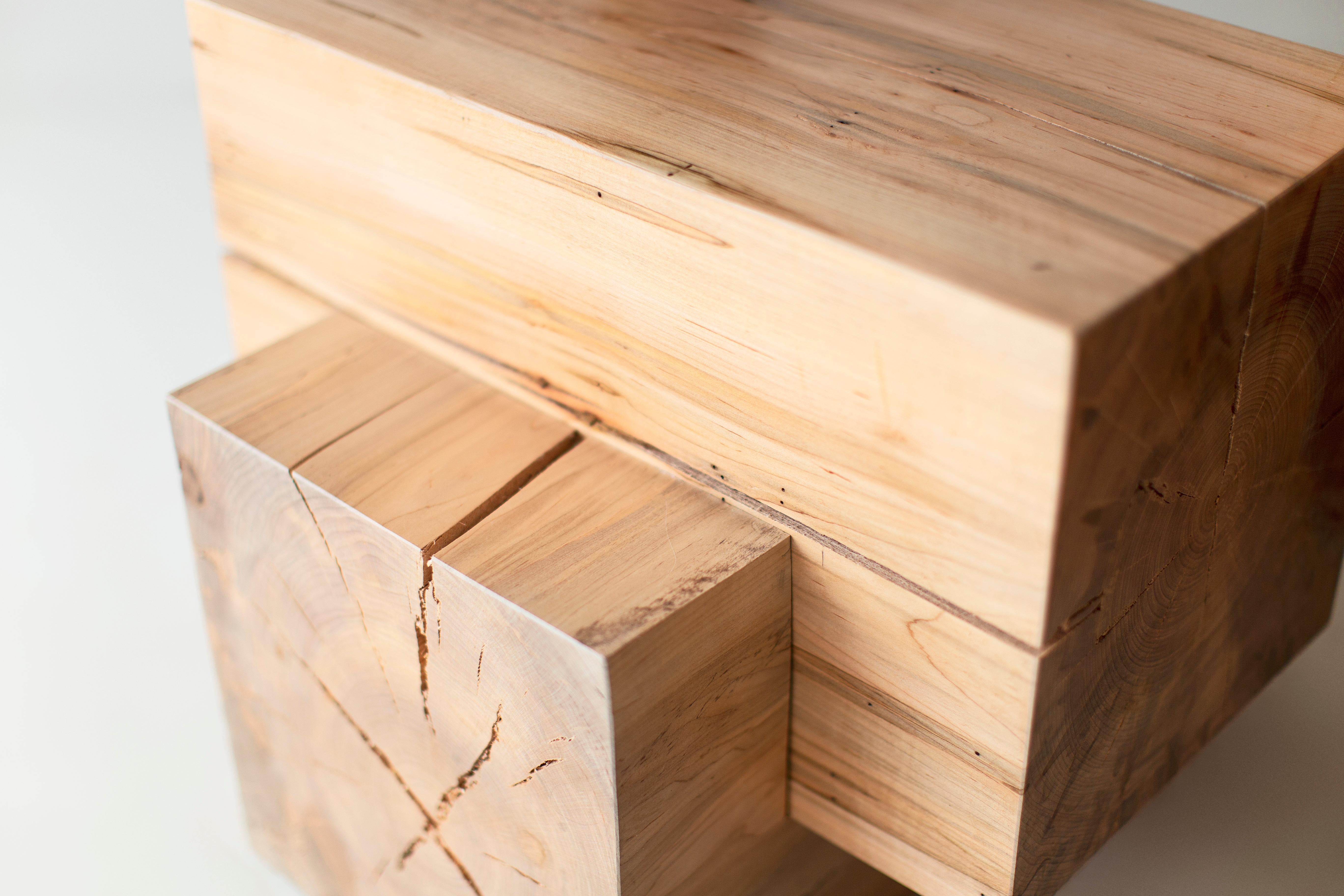 Bertu End Table, The Tetris Wood Beam End Table, Natural Maple In New Condition For Sale In Oak Harbor, OH