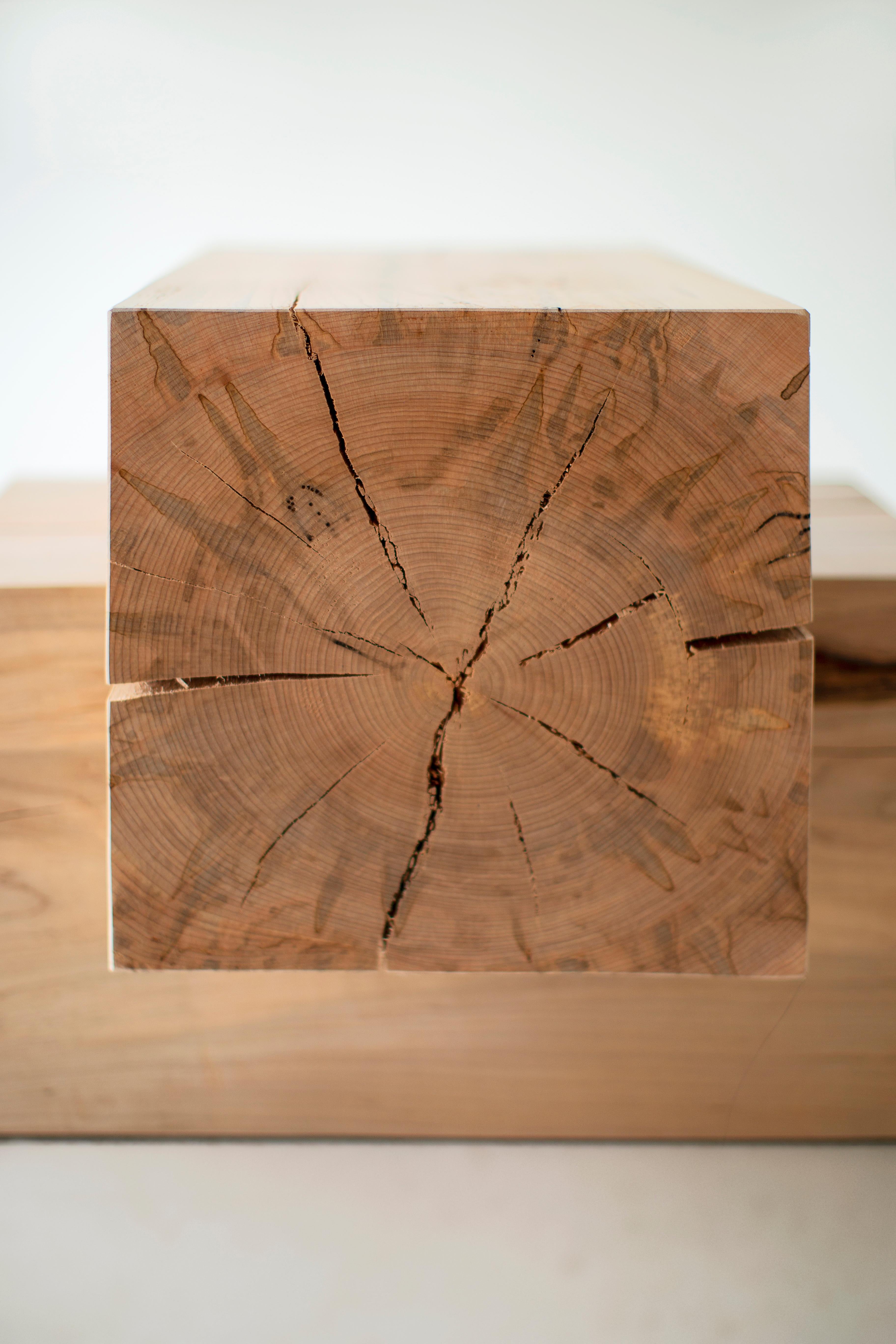 Contemporary Bertu End Table, The Tetris Wood Beam End Table, Natural Maple For Sale
