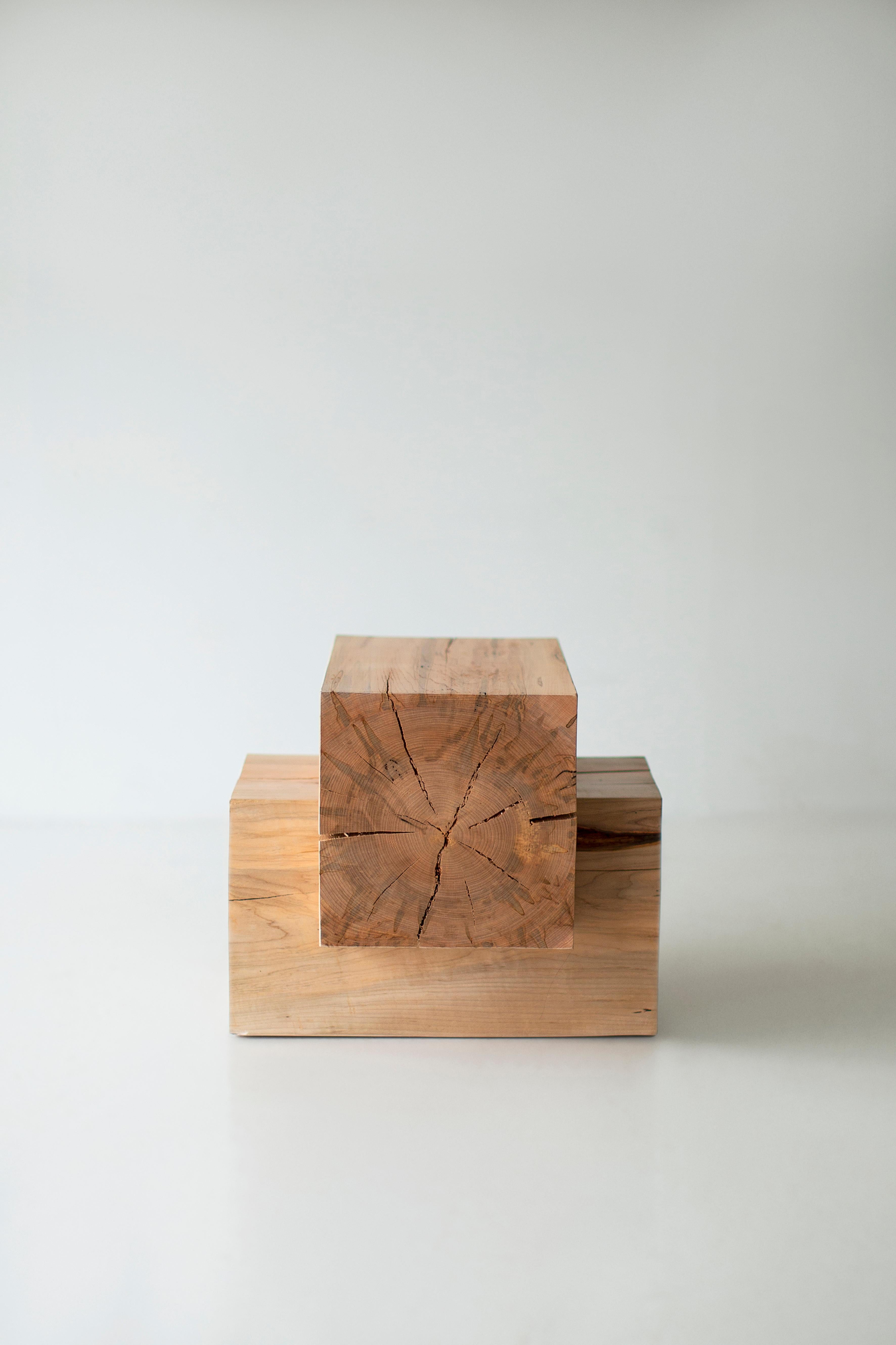 Bertu End Table, The Tetris Wood Beam End Table, Natural Maple For Sale 3