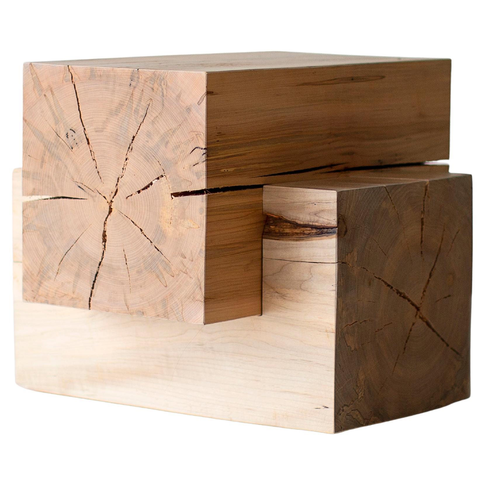 Bertu End Table, The Tetris Wood Beam End Table, Natural Maple For Sale