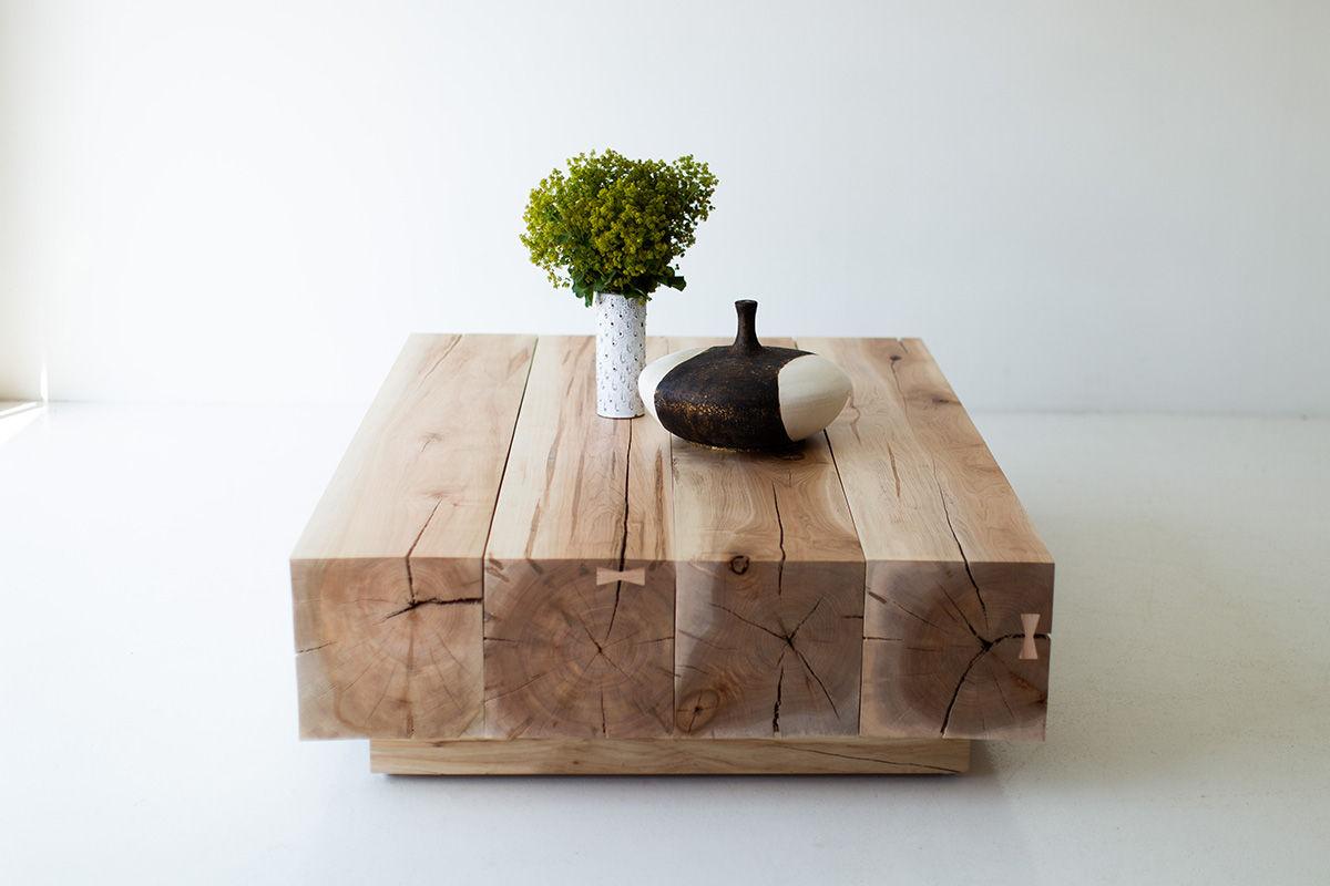 Bertu Tische, Beam Modern Holz Couchtisch, Holzbalken, Ahorn im Angebot 2