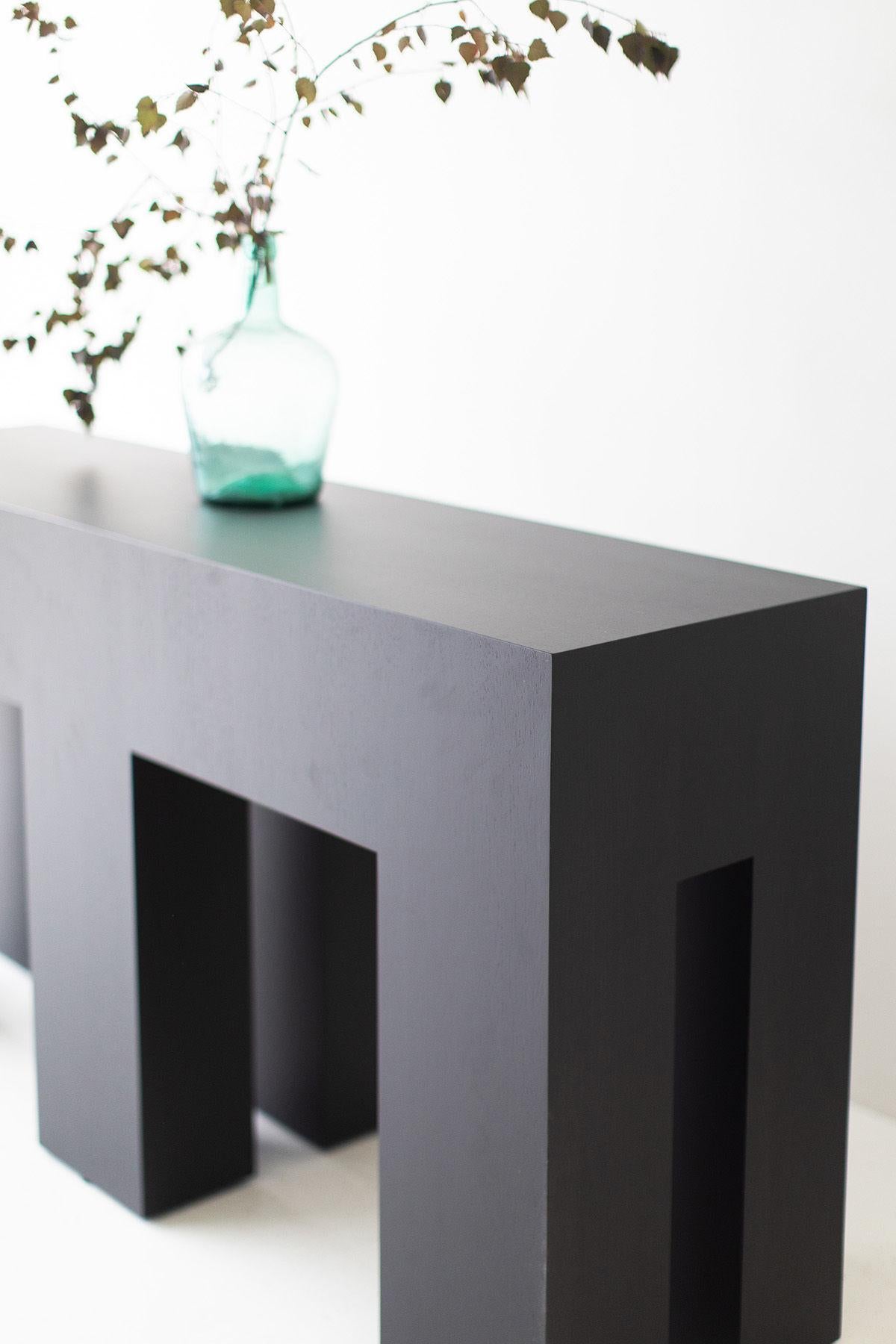 Bertu, Mondo Modern Console Table, Black, Walnut

This Modern Black Walnut Console Table - The Mondo is made in the heart of Ohio with locally sourced wood. Each table is hand-made with mitered corners from walnut, white oak or maple veneer and