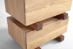 Table de nuit Bertu, table de nuit moderne Santa Fe, chêne blanc