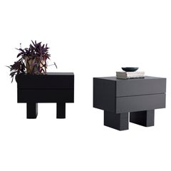 Comodino Bertu, Comodino Suelo Big nero, Oak e pioppo