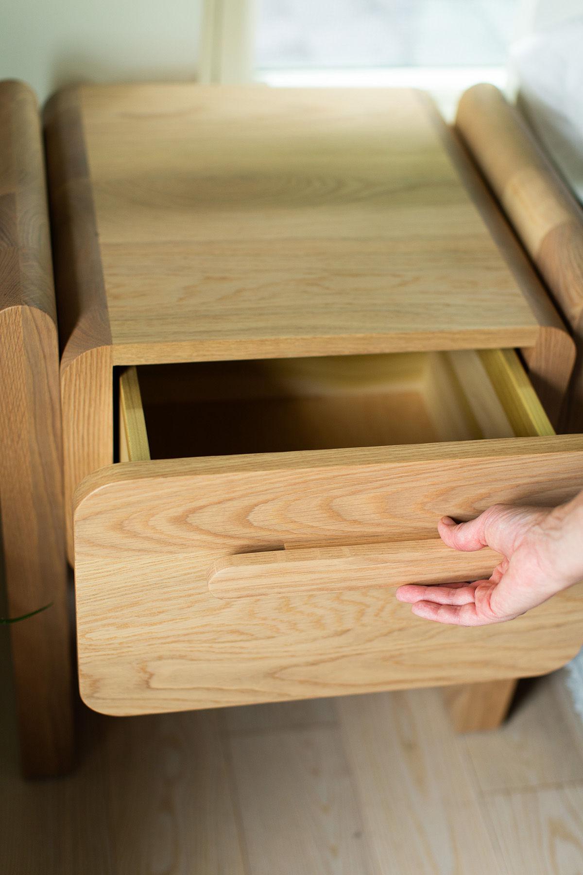 Hand-Crafted Bertu Nightstands, Iris Oak Nightstand, Bleached For Sale