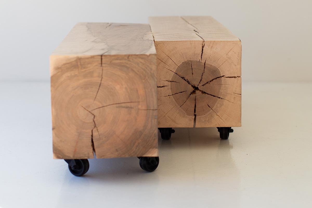 Moderne Tables basses Bertu, tables basses modernes en bois, érable, collection Aspen en vente