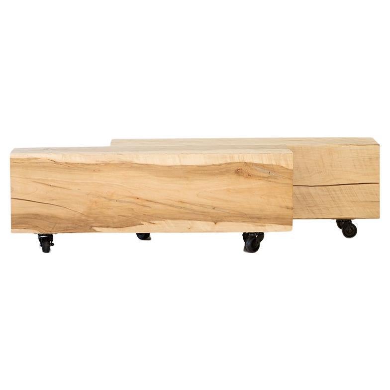 Tables basses Bertu, tables basses modernes en bois, érable, collection Aspen