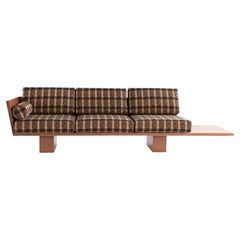 Bertu Outdoor Sofa, Suelo Modern Sofa with Extension Table, Outdoor Sapele
