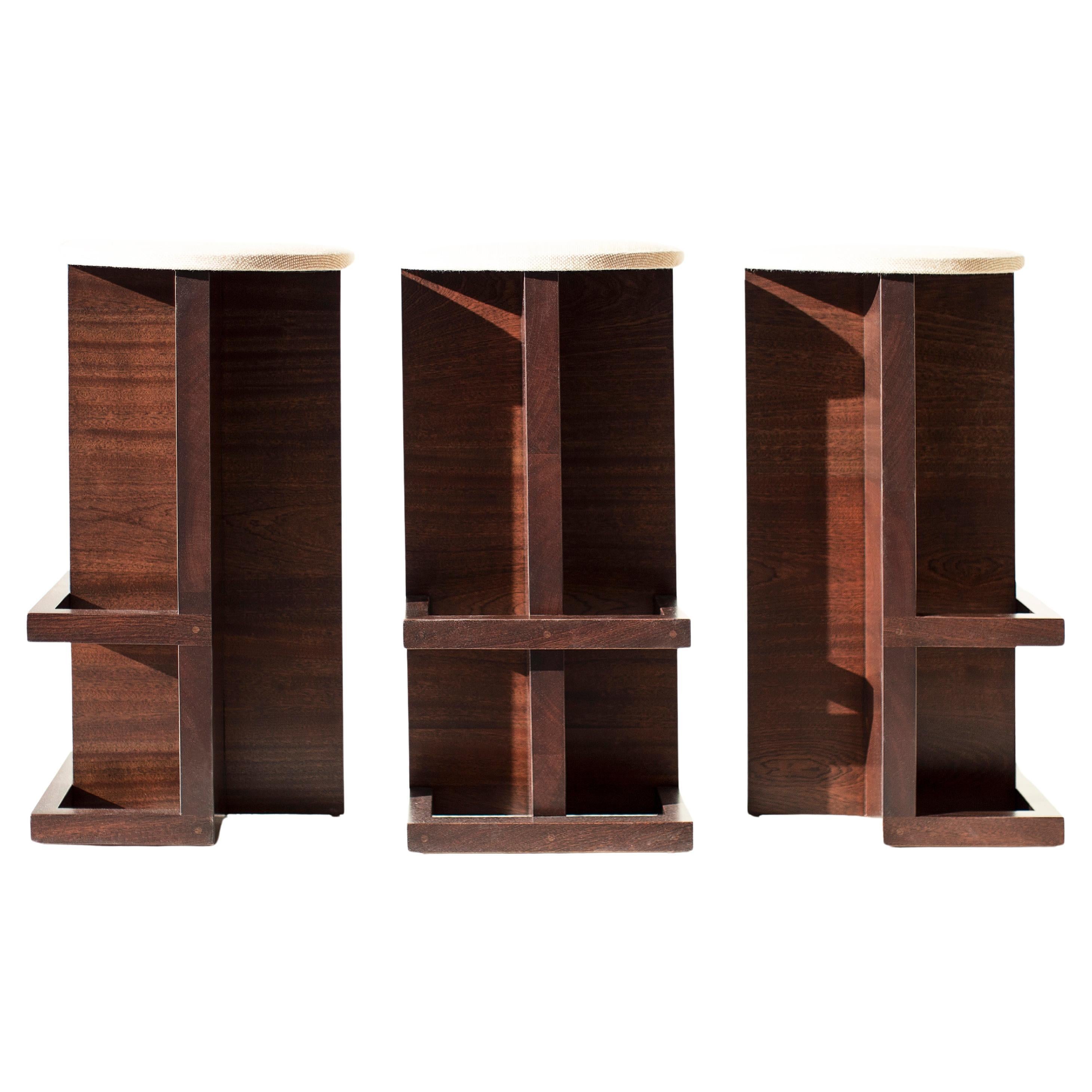 Tabourets d'extérieur Bertu, Tabourets de bar modernes Cicely, Mahagony, Simple en vente