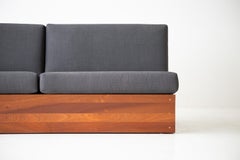 Bertu Patio Sofa, Bali Patio Sofa, Mahogany in Grey Outdoor Fabric