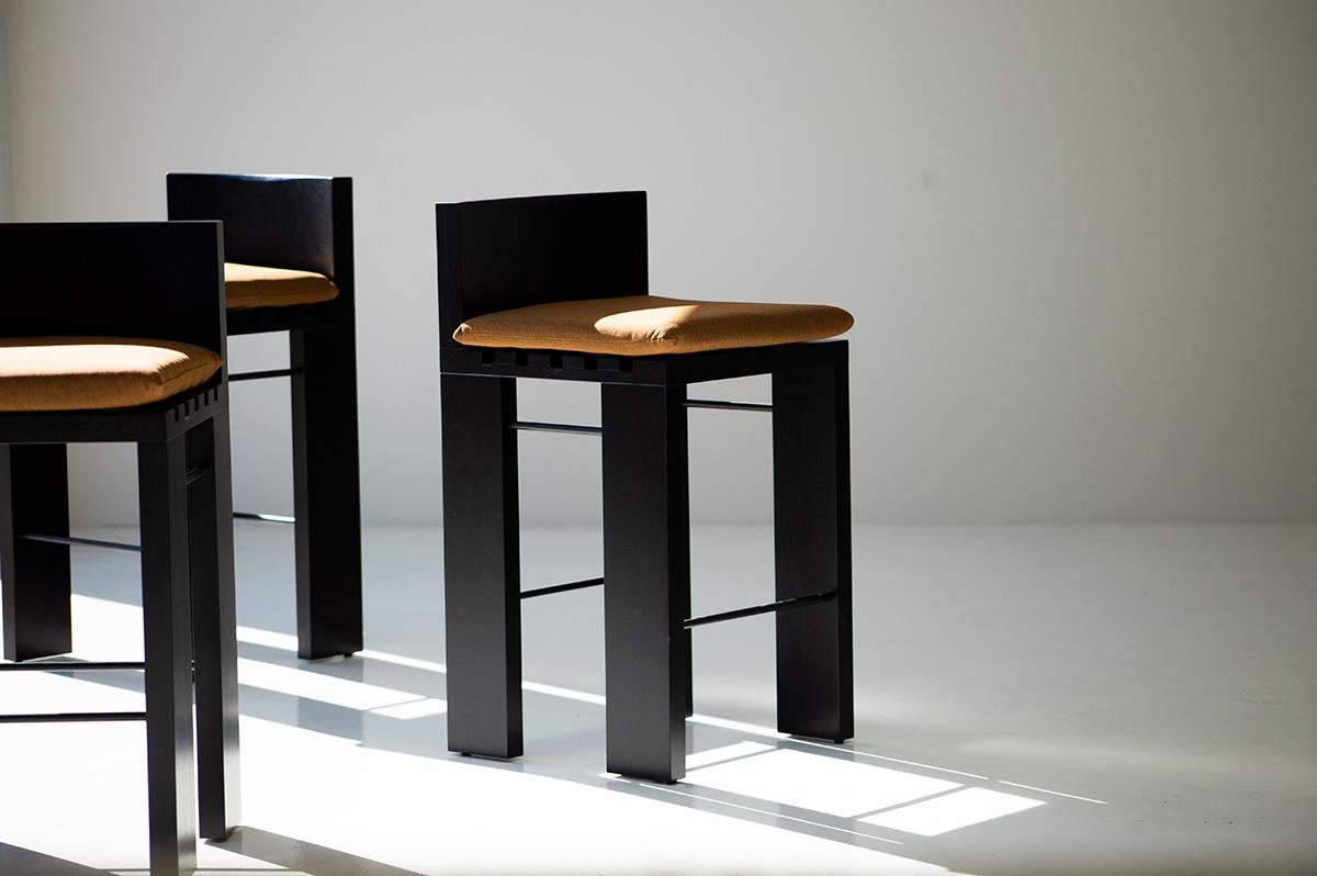 Bertu Patio Stools, Chile Patio Stools, Bar Height

These Outdoor Chile Bar Stools are beautifully constructed from solid wood in Ohio, USA. The bar stool is chunky and modern with a comfortable cushion made for outdoor use. Black metal rods