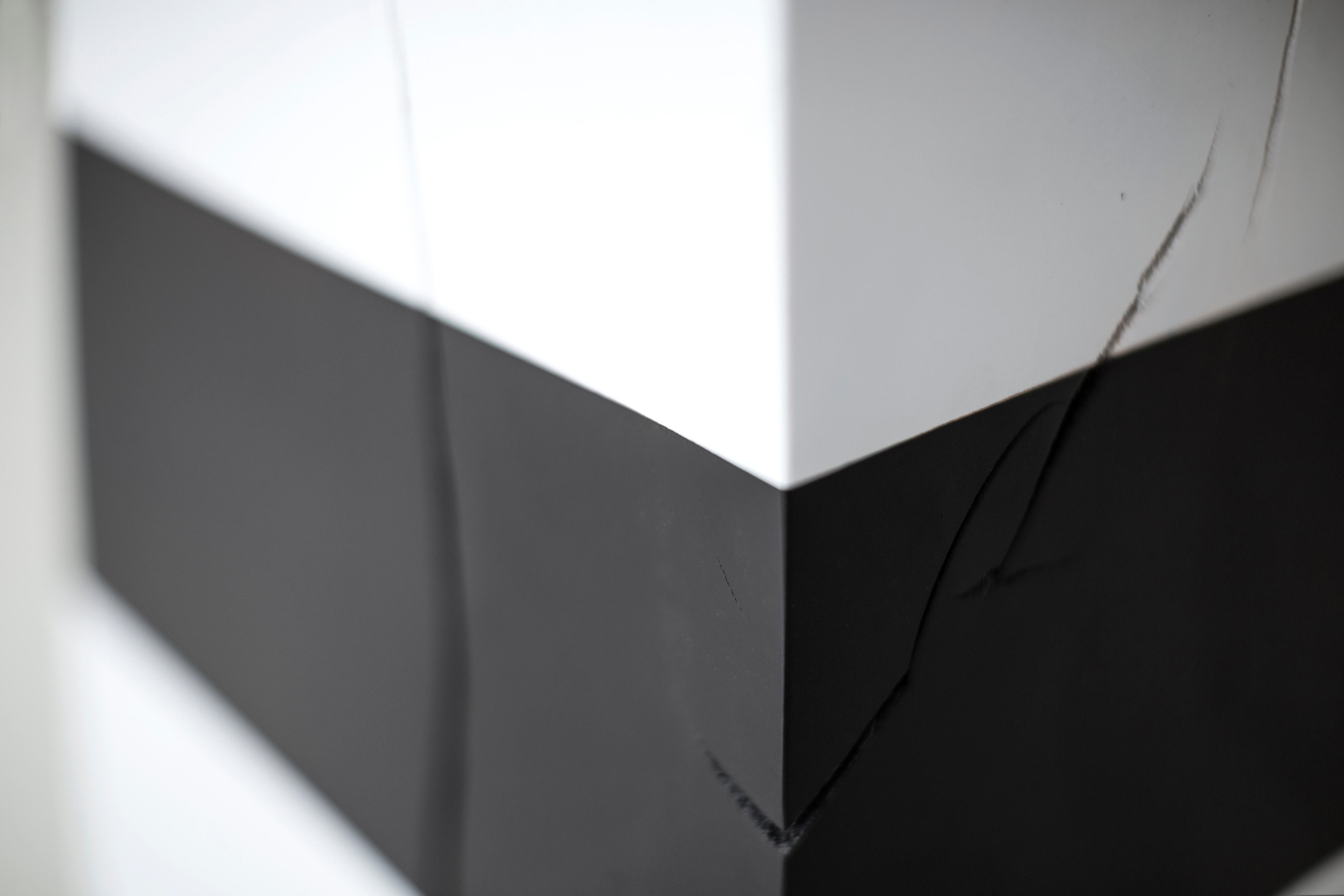 Bertu Sockel, Moderner schwarz-weißer Kunstsockel, Ahorn massiv (Organische Moderne) im Angebot