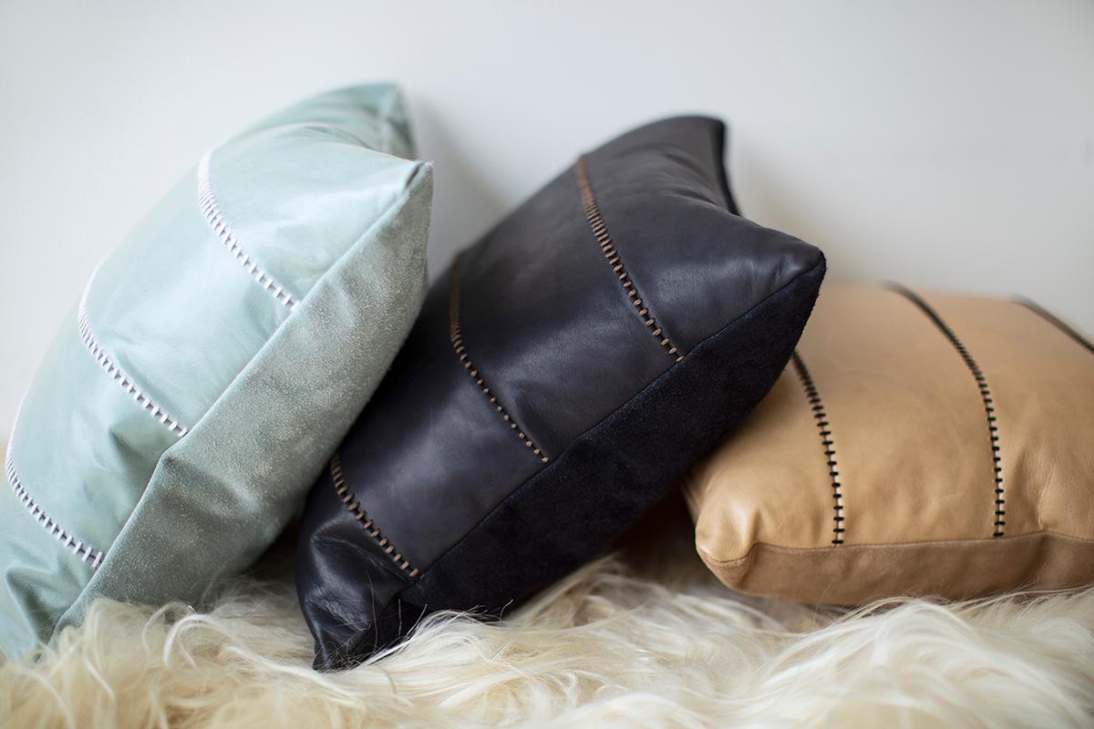 Bertu Pillows, Decorative Throw Pillow, Leather For Sale 1