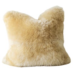 Almohadas Bertu, Almohada moderna grande de piel de oveja, Almohada de piel