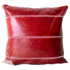 Bertu-Kissen, Rotes Überwurf-Kissen, Leder Holiday-Kissen
