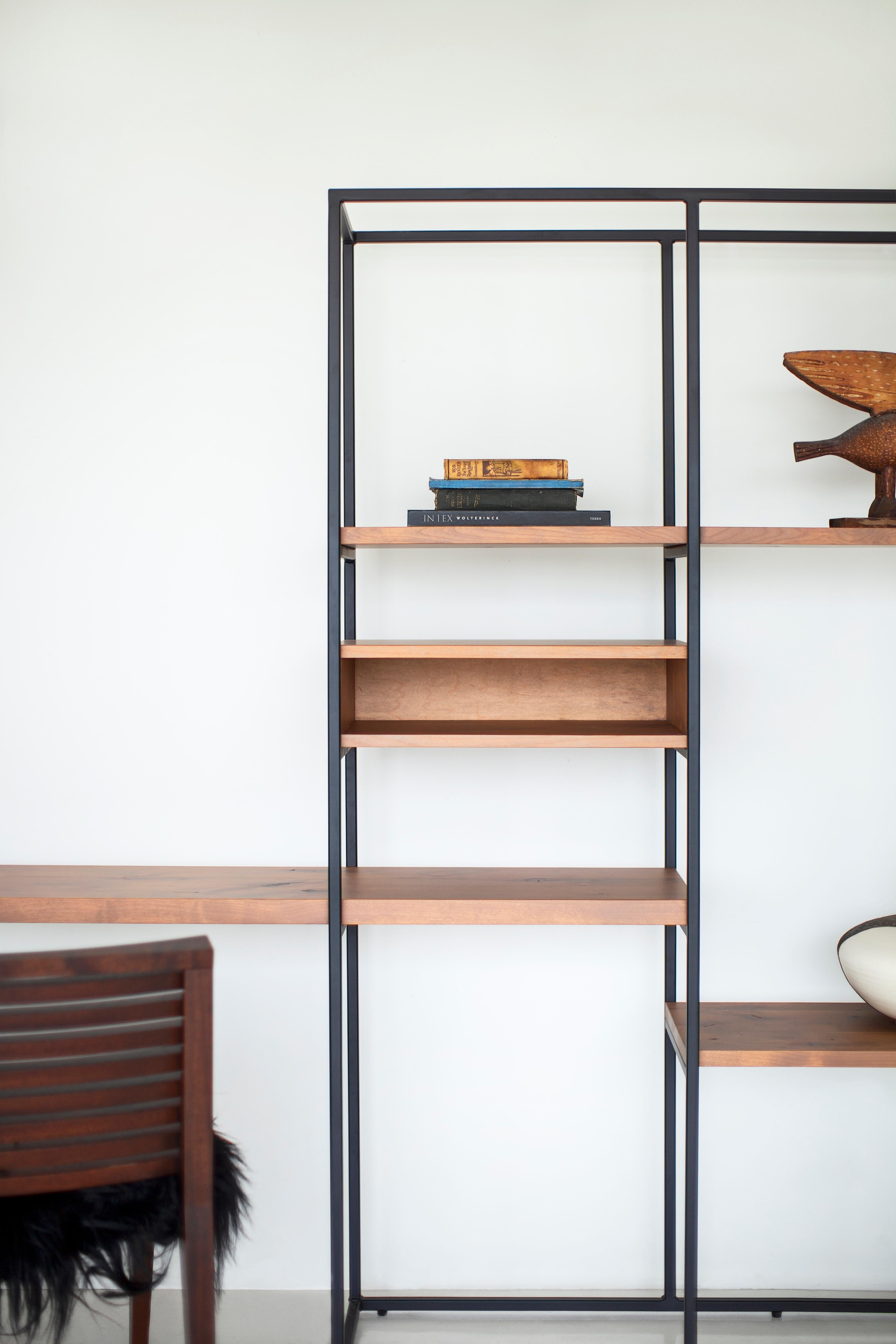 American Bertu Shelving, Modern Industrial Storage Wall Unit, Powder Coated Metal For Sale