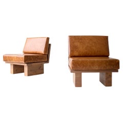 Bertu Beistellstuhl, Suelo Moderner Leder-Beistellstuhl, Knotty Alder