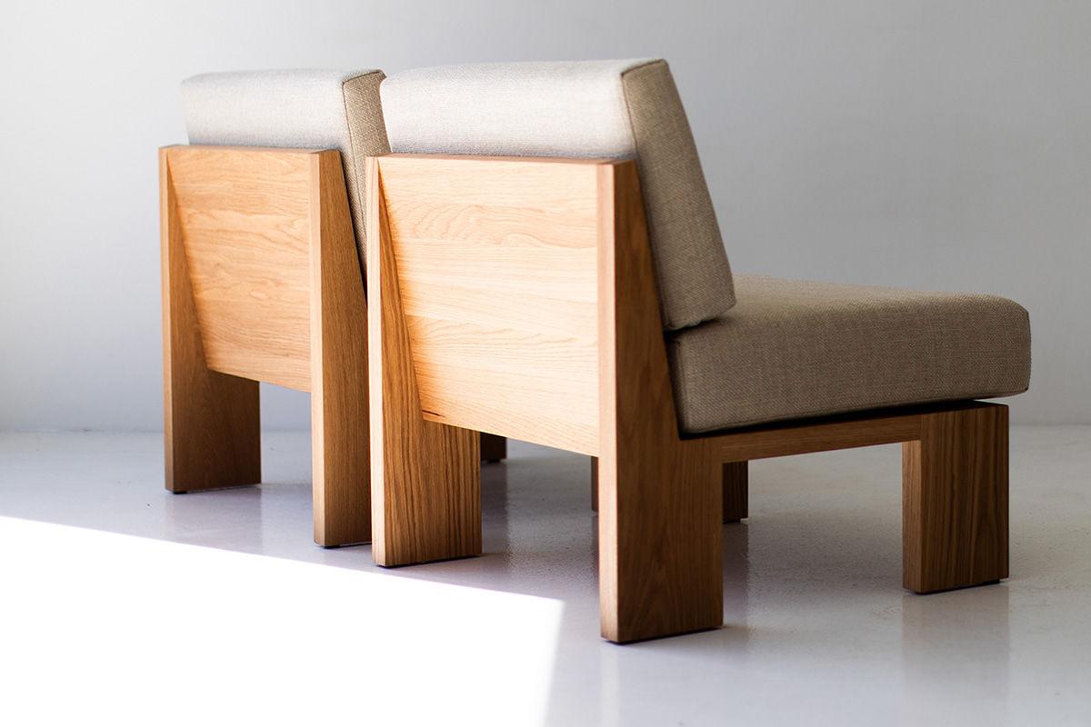 Bertu Side Chairs, Chili Modern Side Chair, Oak - 0721

This Chile Modern Side Chair is beautifully constructed from solid oak in Ohio, USA. The lounge chair's silhouette is simple, modern, and sleek with comfortable back and seat cushions. This is
