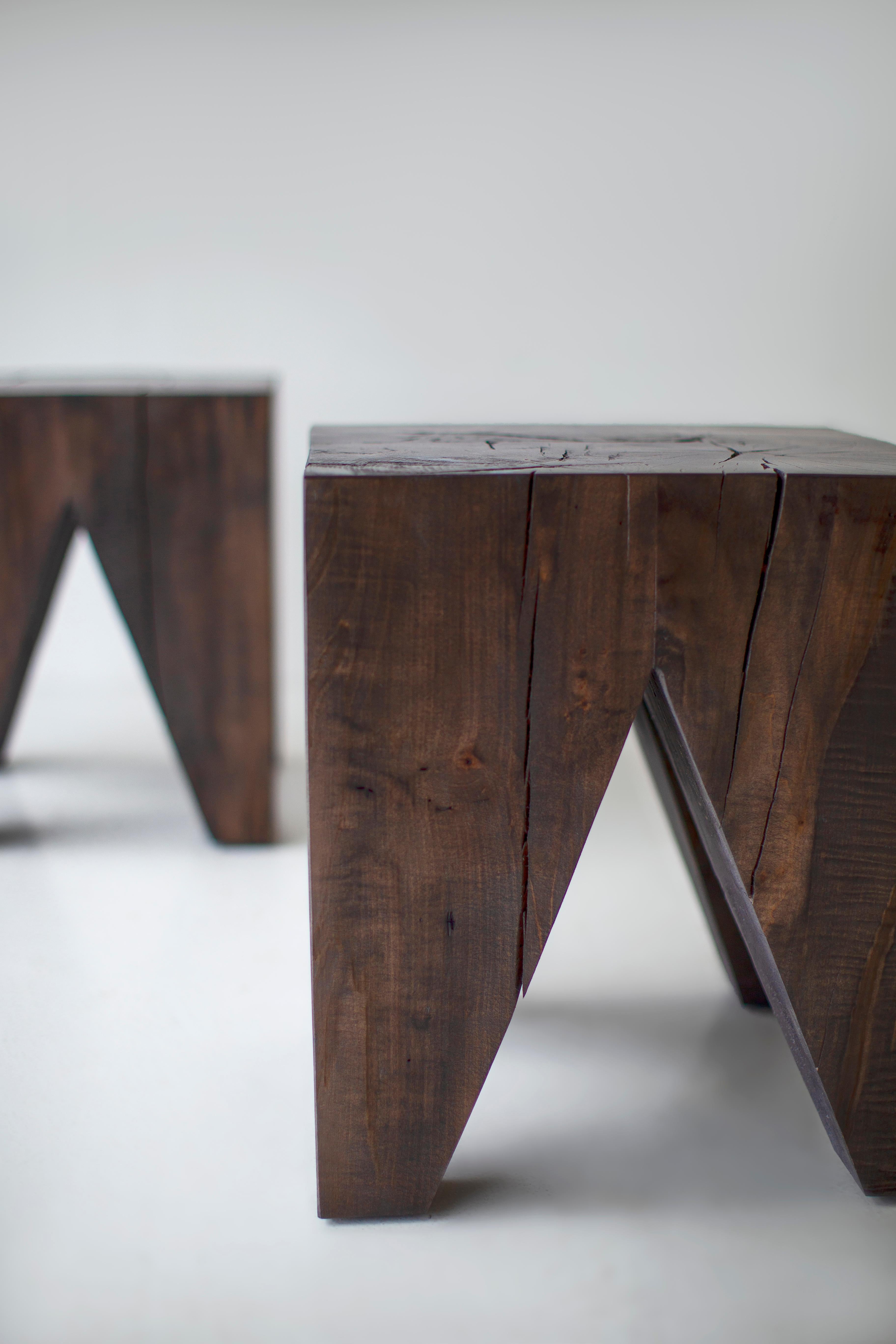 Bertu Side Table, Vega Modern Large Solid Wood Side Table, Maple Aged For Sale 5