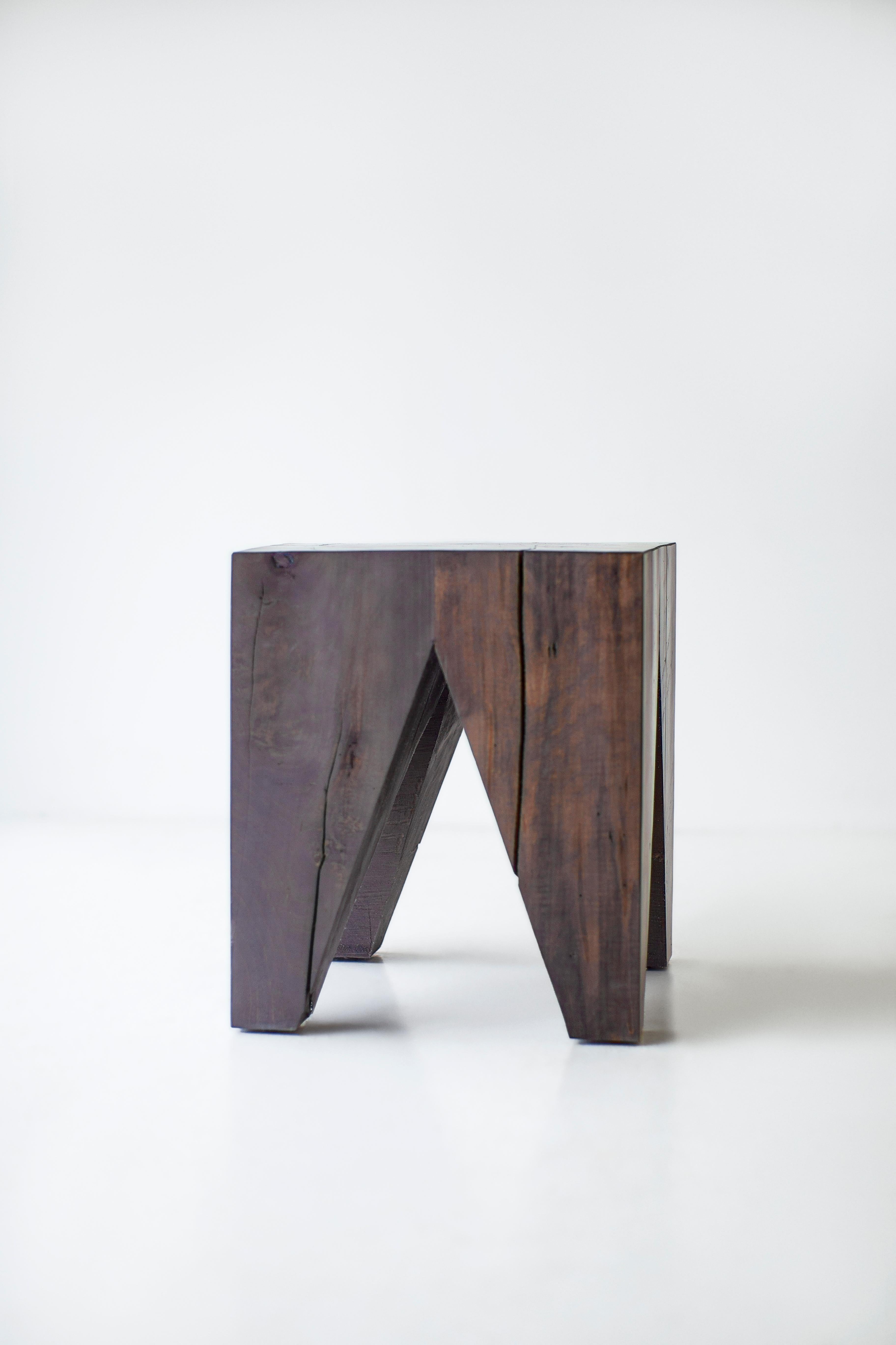 American Bertu Side Table, Vega Modern Large Solid Wood Side Table, Maple Aged For Sale