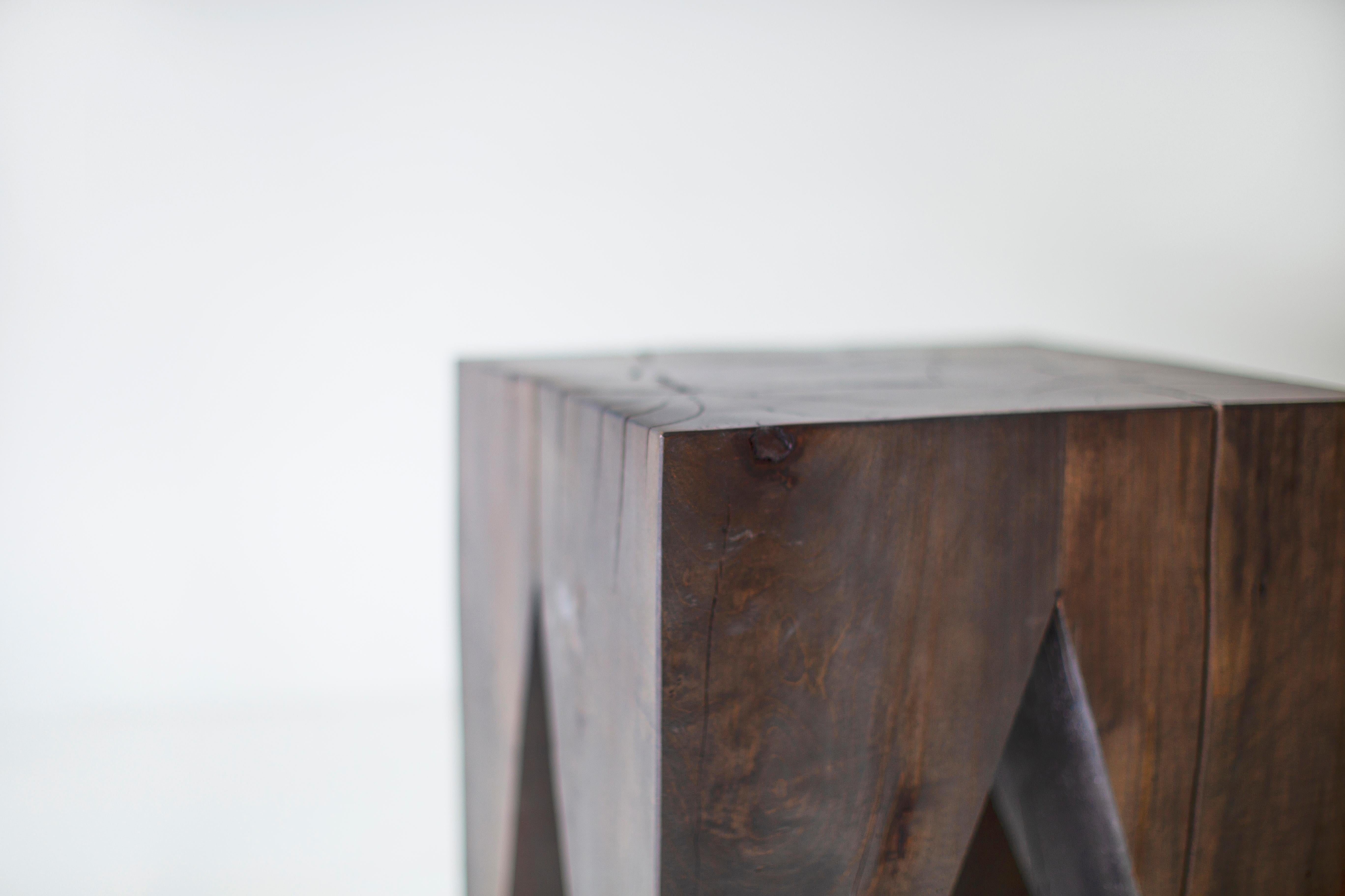 Bertu Side Table, Vega Modern Large Solid Wood Side Table, Maple Aged In New Condition For Sale In Oak Harbor, OH