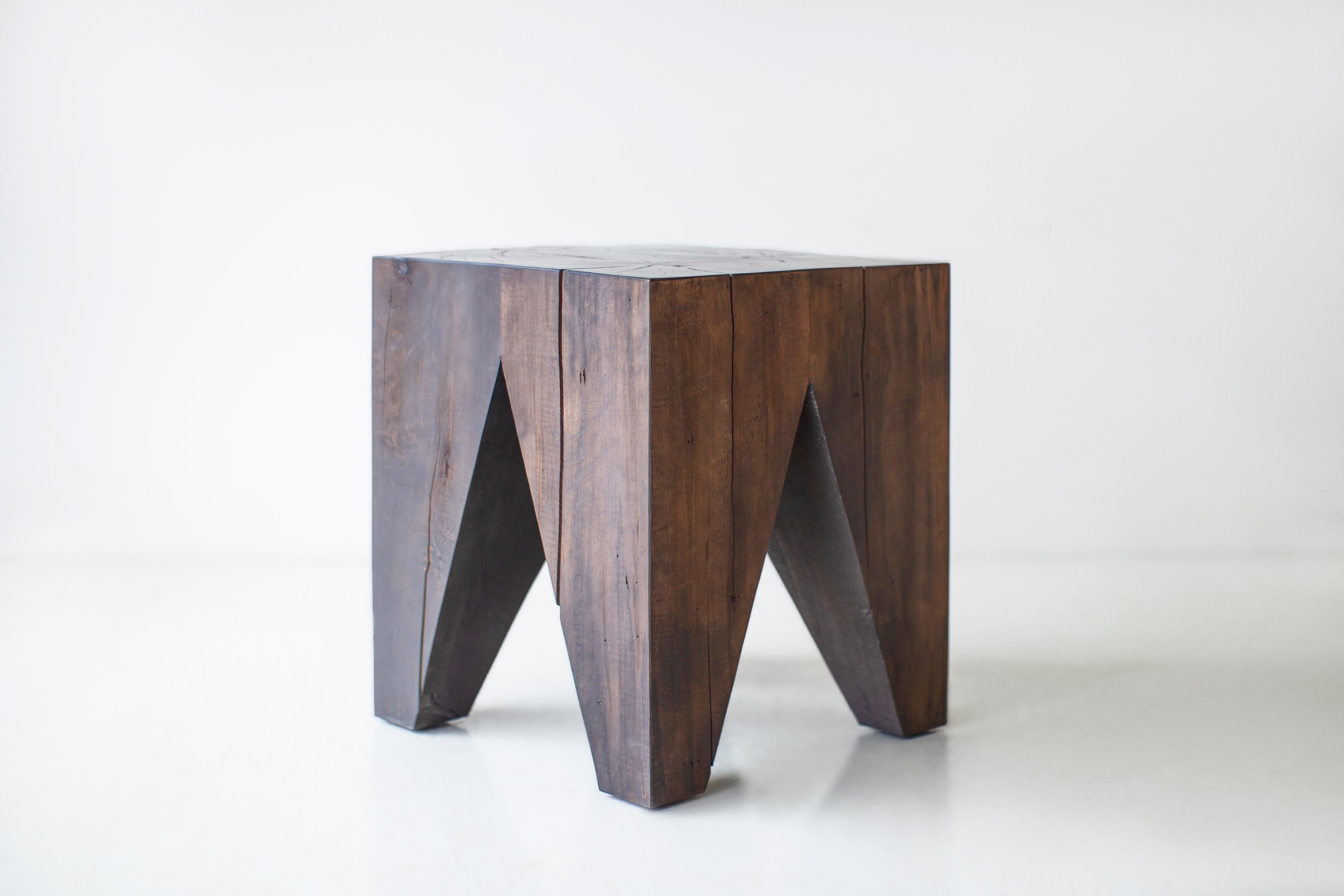 Contemporary Bertu Side Table, Vega Modern Large Solid Wood Side Table, Maple Aged For Sale