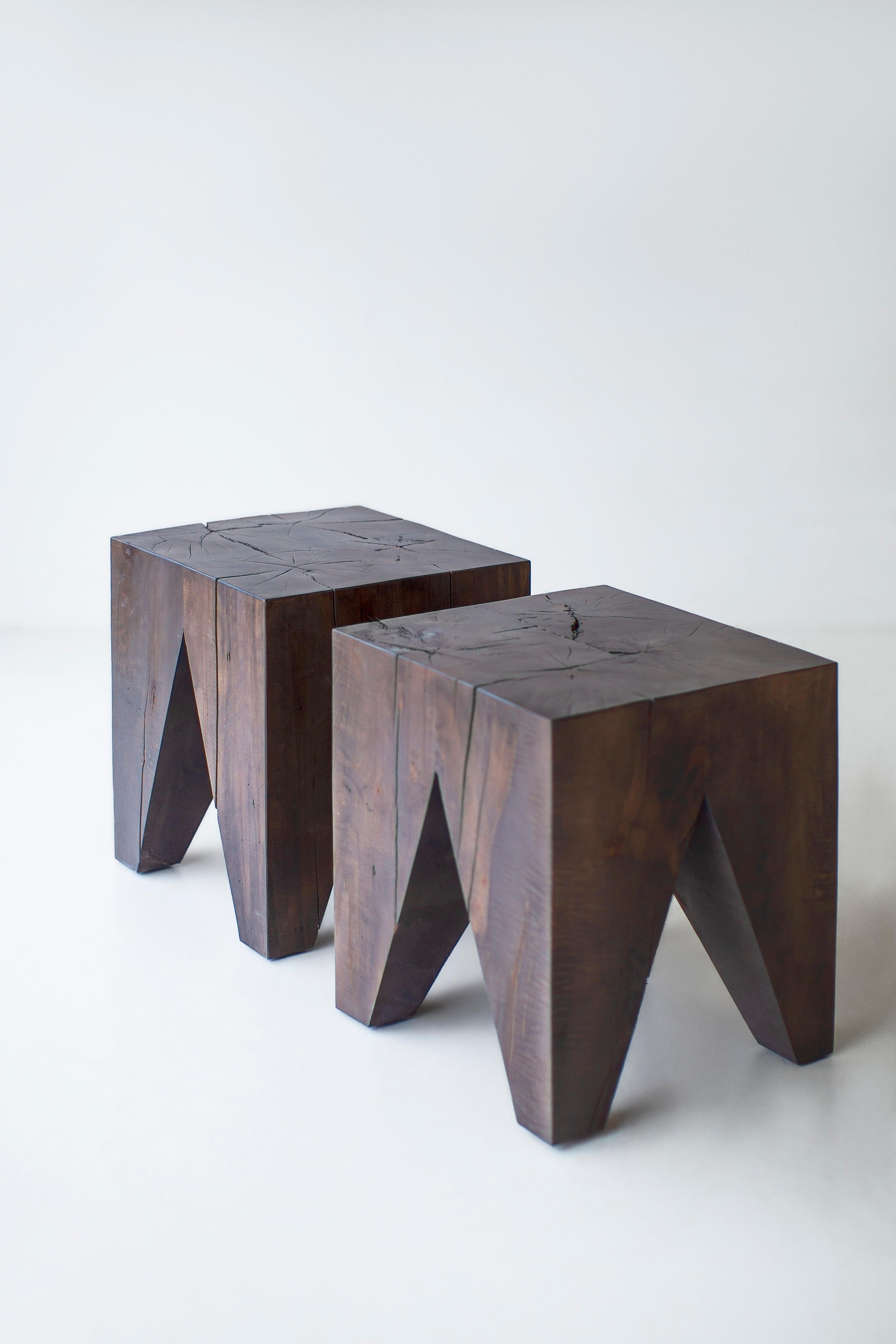 Bertu Side Table, Vega Modern Large Solid Wood Side Table, Maple Aged For Sale 1