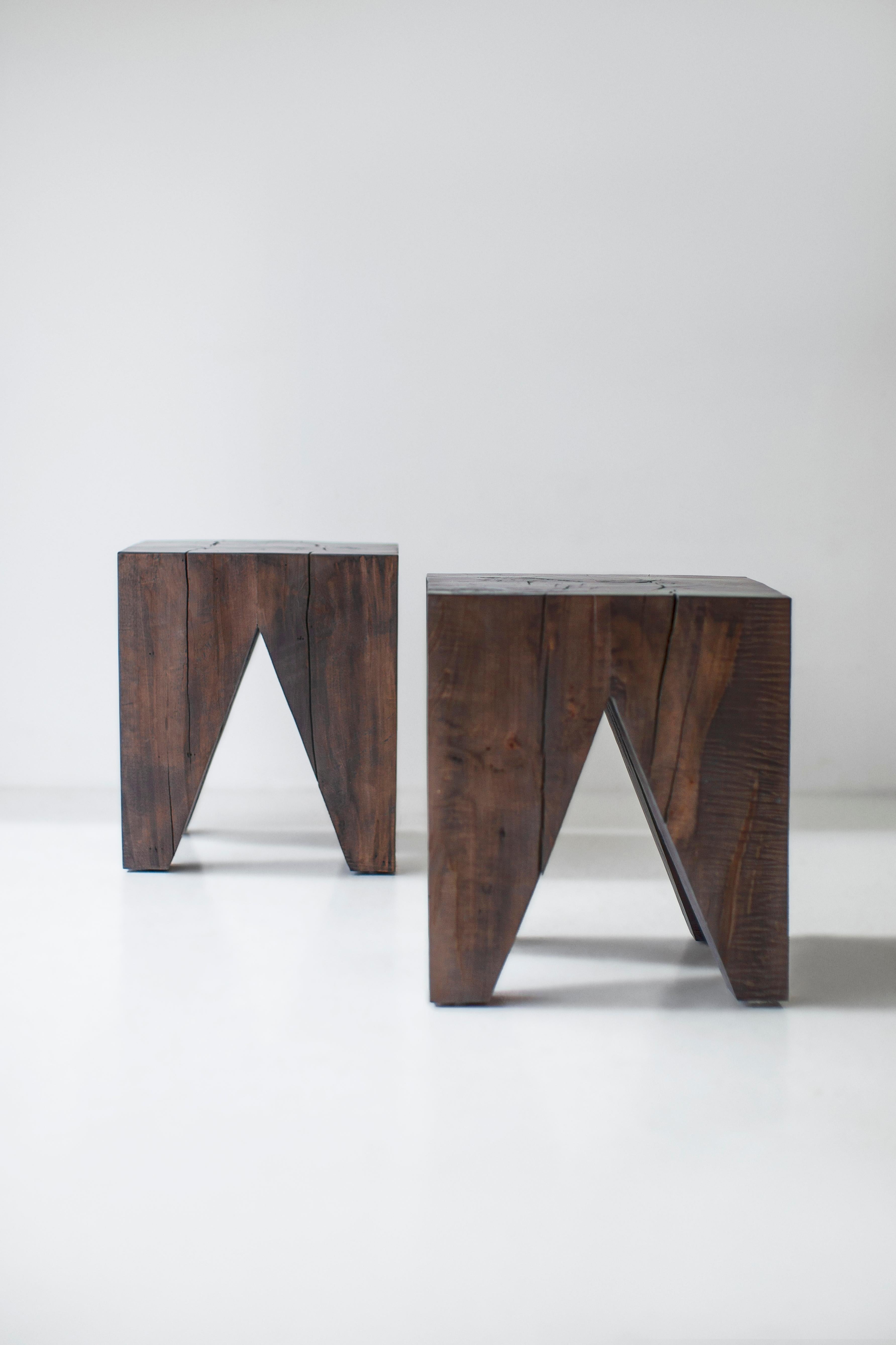 Bertu Side Table, Vega Modern Large Solid Wood Side Table, Maple Aged For Sale 3