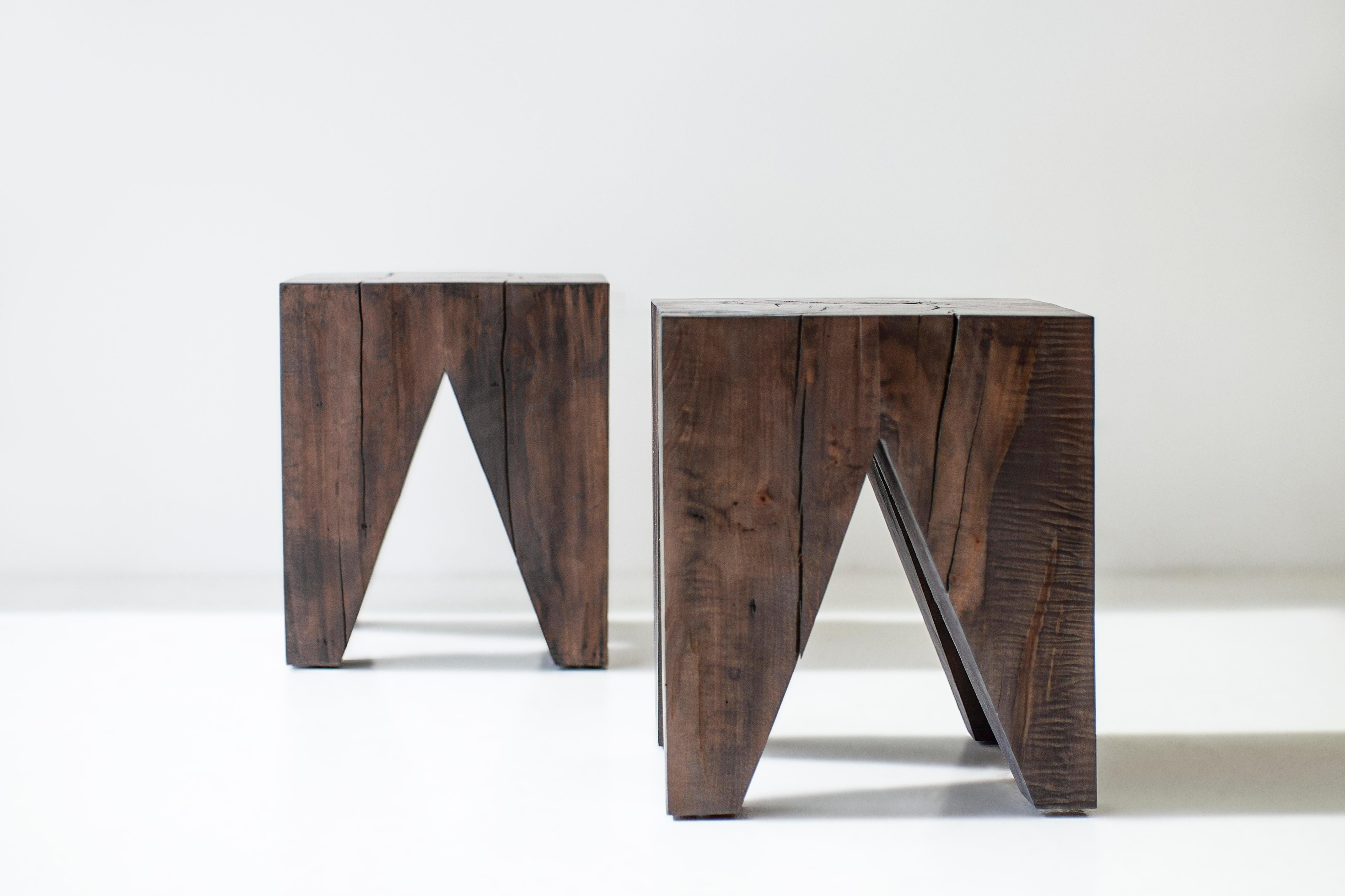 Bertu Side Table, Vega Modern Large Solid Wood Side Table, Maple Aged For Sale 4