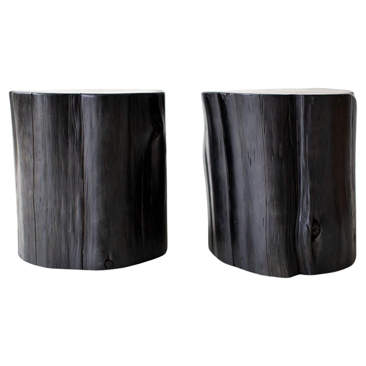 Bertu Side Tables, Solid Outdoor Side Table, Red Cedar, Black