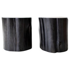 Bertu Side Tables, Solid Outdoor Side Table, Red Cedar, Black