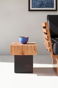 Bertu Side Tables, Viktor Solid Wood Side Table, Maple, White, Black