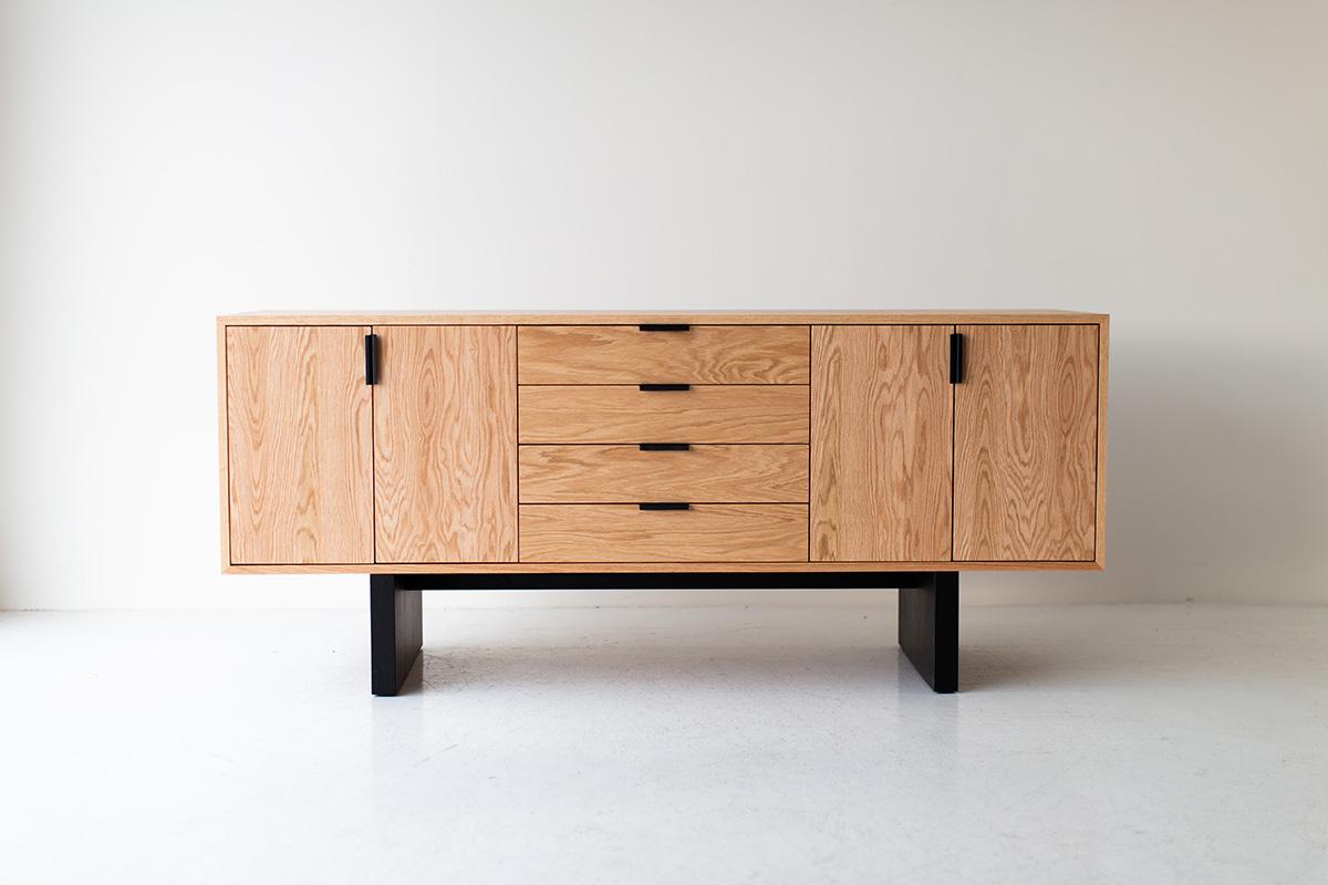 Bertu Sideboard, Baron Modern Oak Sideboard 

This Modern Oak Credenza - The Baron is made in the heart of Ohio with locally sourced wood. Each unit is handmade with solid oak and finished with a beautiful commercial grade natural matte finish. The