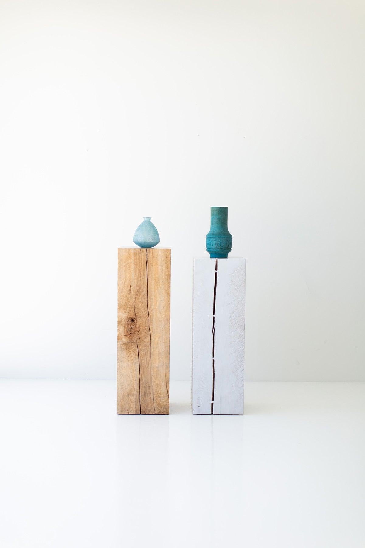 Américain Bertu Pedestals, Pedestal moderne en bois, blanc, érable en vente