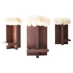 Bertu Stool, Cicely Modern Sheepskin Counter Stool, Walnut