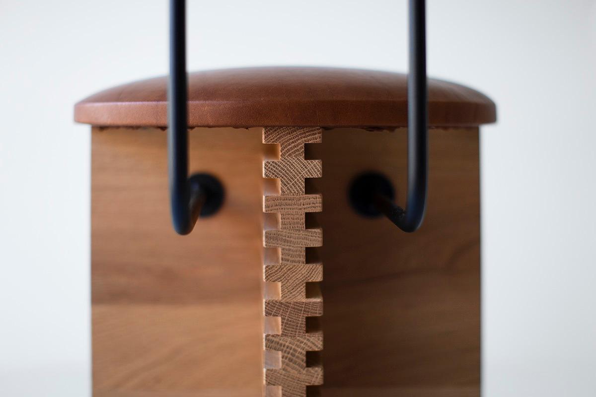 Taburete Bertu, Cicely Taburete de mostrador con respaldo de madera, Roble blanco Estadounidense en venta