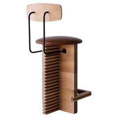 Bertu Stool, Cicely Wood Back Counter Stool, White Oak