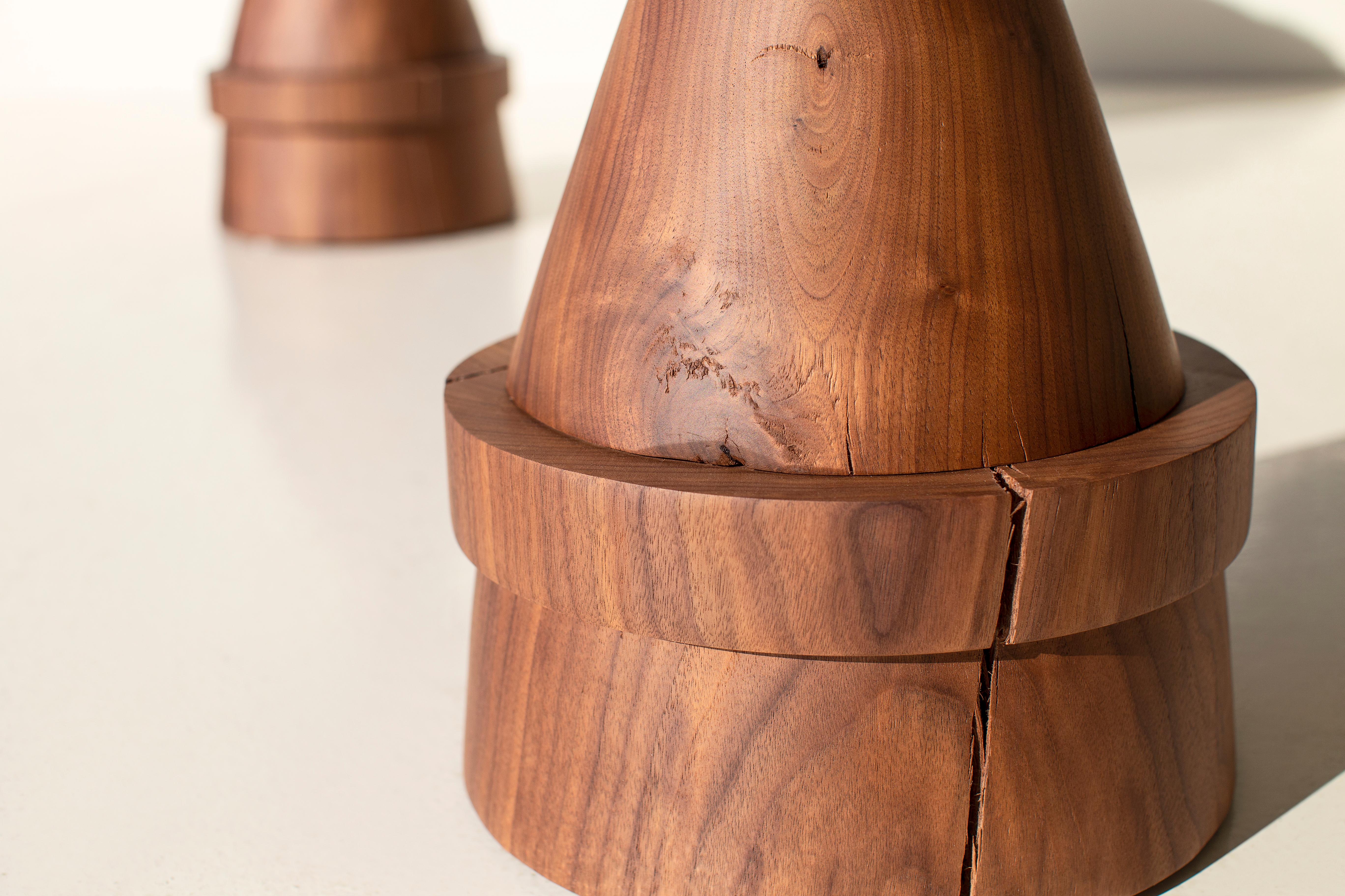 Américain Bertu Stools, Boca Modern Counter Stool, Walnut, Sheepskin, Wood en vente