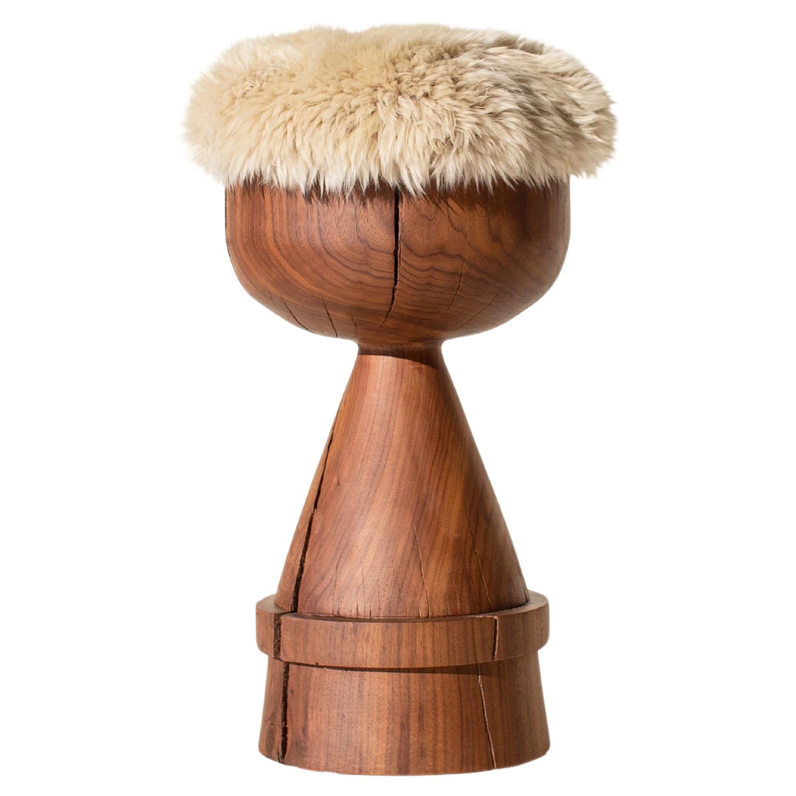 Bertu Stools, Boca Modern Counter Stool, Walnut, Sheepskin, Wood en vente