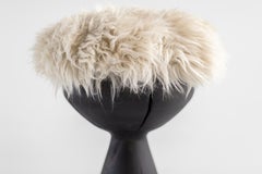 Bertu Stools, Boca Small Sheepskin Dining Stool, Solid Wood Aged Finish
