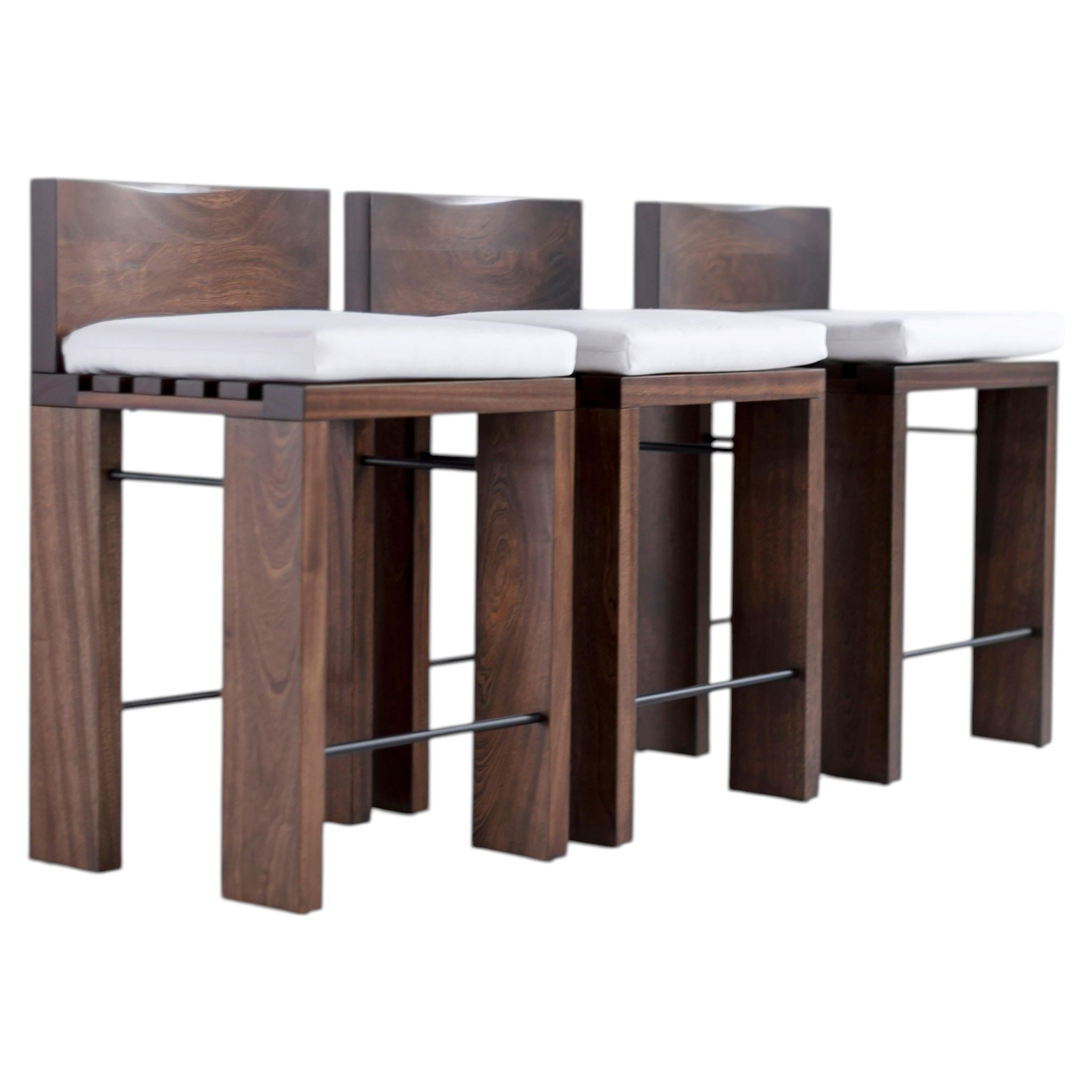 Bertu Stools, Chile Outdoor Counter Stools, Walnut Mahogany