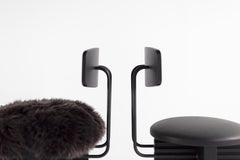 Bertu Stools, Cicely Modern Black Bar Stool with Backs, Black White Oak