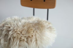 Bertu Stools, Cicely Modern Counter Stool With Backrest, Sheepskin, White Oak