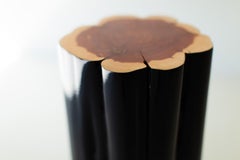 Bertu Stump Table, Black Outdoor Stump Table, Natural Top, Red Cedar